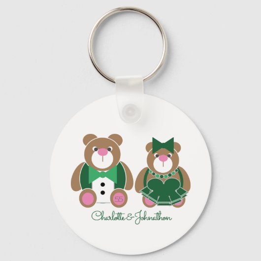 Cute teddy beer 55th emerald bruiloft sleutelhanger (Voorkant)