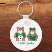 Cute teddy beer 55th emerald bruiloft sleutelhanger (Voorkant)