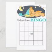 Cute Teddy beer baby shower bingo card (Voorkant / Achterkant)