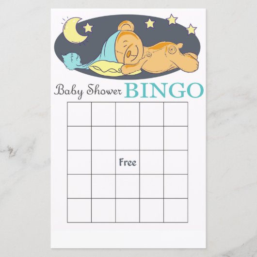 Cute Teddy beer baby shower bingo card (Voorkant)