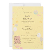 Cute Teddy Beer Babyshower Uitnodiging