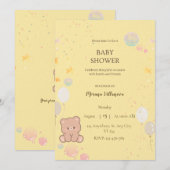 Cute Teddy Beer Babyshower Uitnodiging  (Voorkant / Achterkant)