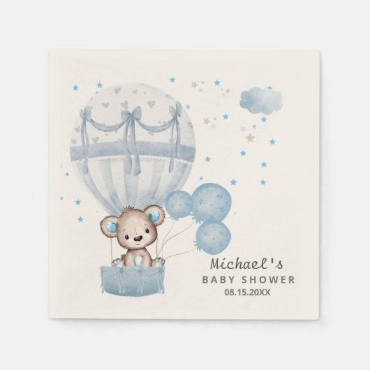 Cute teddy beer met Air Hot Balloon Napkins Servet (Voorkant)