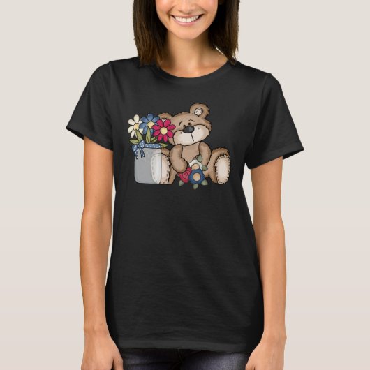 Cute teddy beer met bloemen T-Shirt (Voorkant)