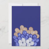 Cute teddy beer navy blue ballons boy baby shower kaart (Achterkant)