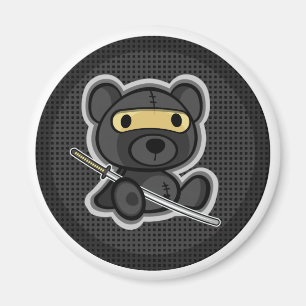 Cute teddy beer ninja samurai warrior magnet