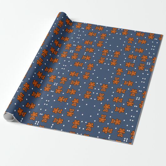 Cute teddy beer op polka dot cadeaupapier (Uitgerold)