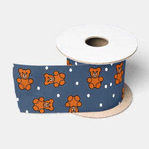 Cute teddy beer op polka dot satijnen lint