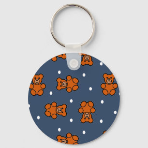 Cute teddy beer op polka dot sleutelhanger