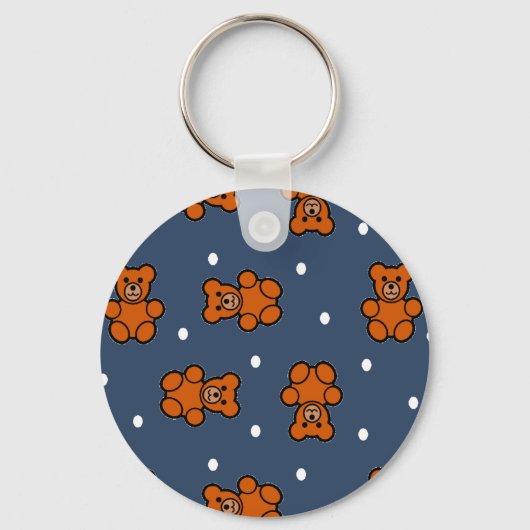 Cute teddy beer op polka dot sleutelhanger (Voorkant)
