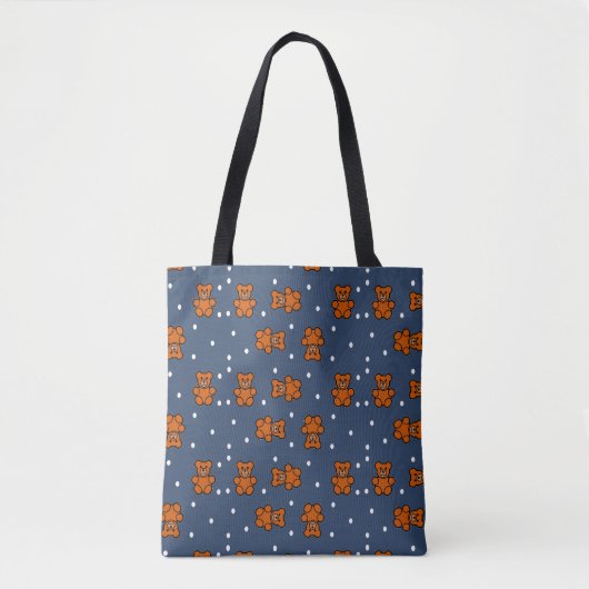 Cute teddy beer op polka dot tote bag (Voorkant)