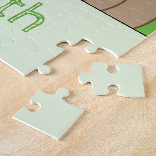 Cute teddy beer sterren naam groen legpuzzel (Zijkant)