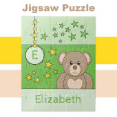 Cute teddy beer sterren naam groen legpuzzel