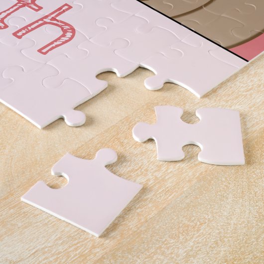 Cute teddy beer sterren naam roze legpuzzel (Zijkant)