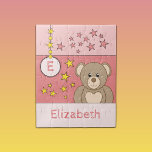 Cute teddy beer sterren naam roze legpuzzel<br><div class="desc">Jigzaag puzzel voor kinderen.
Met een schattige bruine teddybeer,  sterren en naam.
Roze en geel... 
Kindercadeauidee.</div>