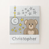 Cute teddy beer sterren noemen grijs legpuzzel (Verticaal)