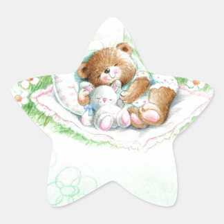 Cute teddy beer voor baptisme, Christening Ster Sticker