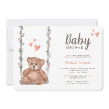 Cute teddy beer waterverf florale baby shower
