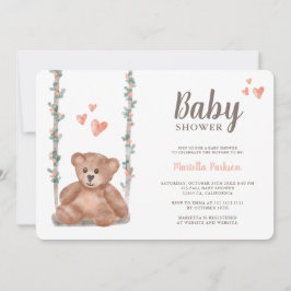 Cute teddy beer waterverf florale baby shower kaart