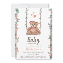 Cute teddy beer waterverf florale baby shower