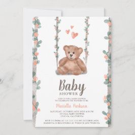 Cute teddy beer waterverf florale baby shower kaart