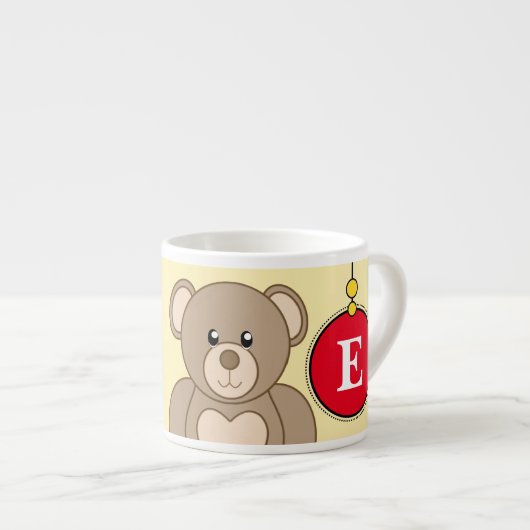 Cute teddy bek rood geel met sterren kindjes espresso kop (Voorkant rechts)