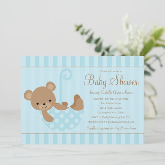 Cute Teddy | Blauw Kaart (Staand voorkant)