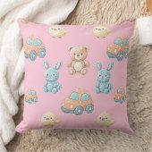 Cute Teddy & Bunny Kids Throw Pillow Kussen (Deken)