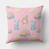 Cute Teddy & Bunny Kids Throw Pillow Kussen (Achterkant)