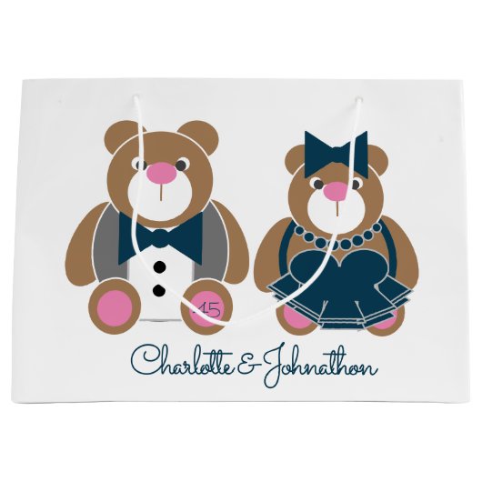 Cute teddy draagt een 45e sapphire bruiloft groot cadeauzakje (Voorkant)