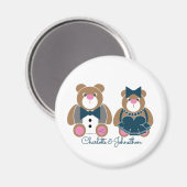 Cute teddy draagt een 45e sapphire bruiloft magneet (Voorkant / Achterkant)