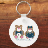 Cute teddy draagt een 45e sapphire bruiloft sleutelhanger (Voorkant)
