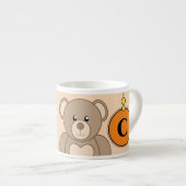 Cute teddy draagt oranje geel met sterren kinderli espresso kop (Voorkant rechts)