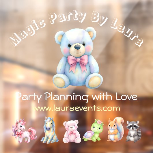 Cute Teddy Kids Feest Planner Zakelijk Bord Raamsticker (Vel 2)