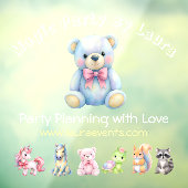 Cute Teddy Kids Feest Planner Zakelijk Bord Raamsticker (Vel 3)