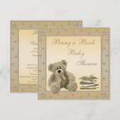 Cute Teddy Neutral breng een Baby shower van het B Kaart (Voorkant / Achterkant)