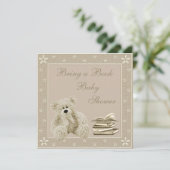 Cute Teddy Neutral breng een Baby shower van het B Kaart (Staand voorkant)