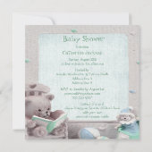 Cute Teddy Reading Breng een Baby shower uit het b Kaart (Achterkant)