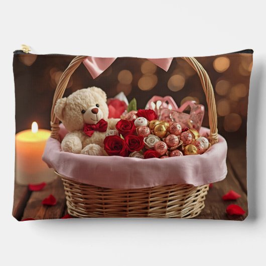 Cute Teddy Rose Basket Romantic Valentine Makeup Etui (Voorkant)