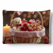 Cute Teddy Roze Mand Basket Romantische Valentijn 