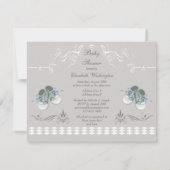 Cute Teddy & Shoes Baby shower Kaart (Achterkant)