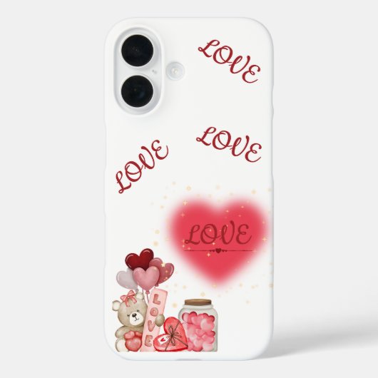 Cute Teddy & Sparkelend Hart Valentijnsphonehoes Case-Mate iPhone Case (Achterkant)