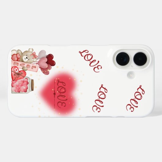 Cute Teddy & Sparkling Heart Valentine Phone Case (Achterkant (horizontaal))