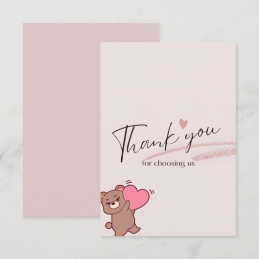 Cute teddybear thank you card bedankkaart (Voorkant / Achterkant)