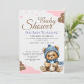 Cute Teddybeer Baby Borrel Kaart (Staand voorkant)