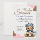 Cute Teddybeer Baby Borrel Kaart (Voorkant / Achterkant)