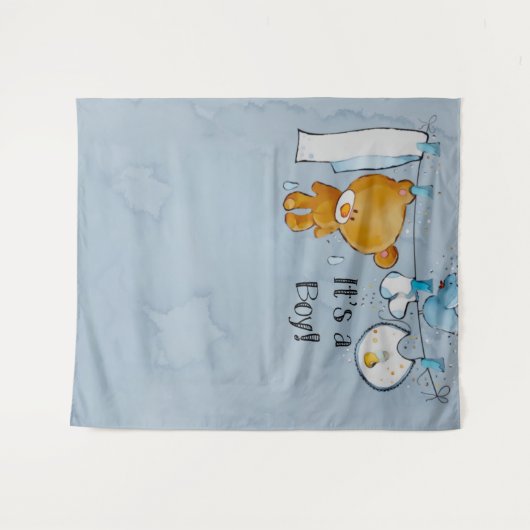 Cute Teddybeer Baby Shower Achtergrond Wandkleed (Voorkant (horizontaal))