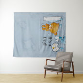 Cute Teddybeer Baby Shower Achtergrond Wandkleed (In Situ (horizontaal))