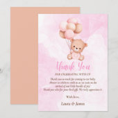 Cute Teddybeer Baby Shower Bedankkaart Kaart (Voorkant / Achterkant)