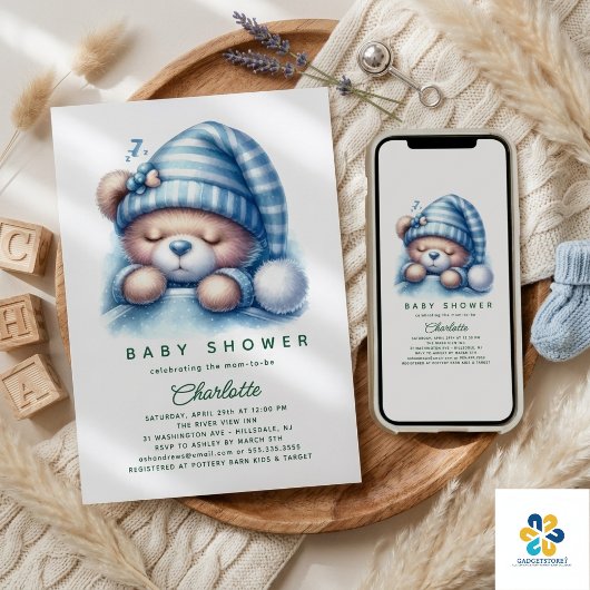 Cute Teddybeer Baby Shower Kaart